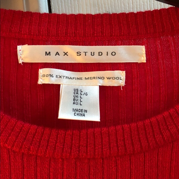 NWT MAX STUDIO Merino jewel rib button sweater L - Picture 4 of 7